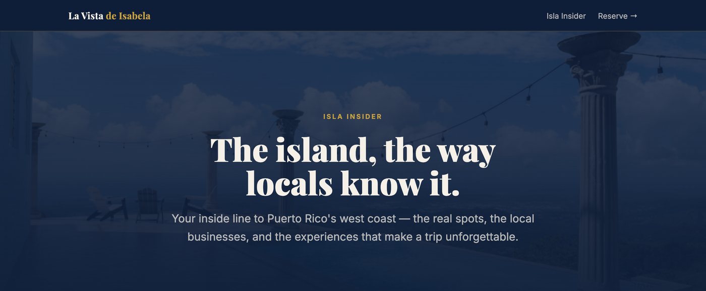 The Isla Insider guide publication, headlined 'The island, the way locals know it.'
